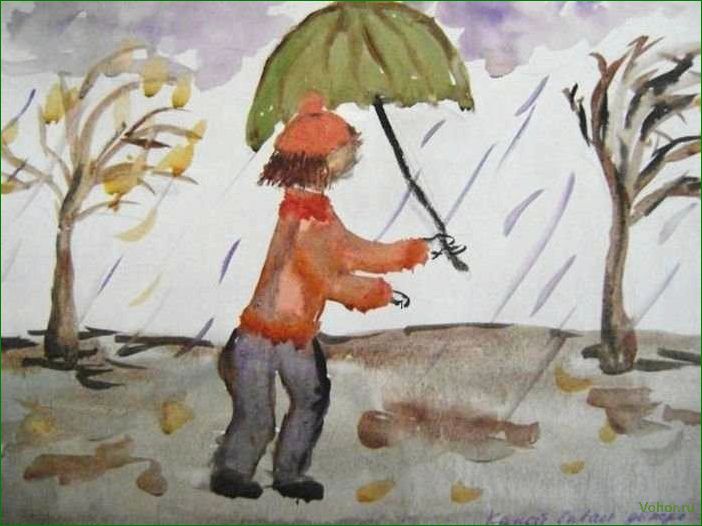 (детские, рисунки, поздней, осени, красота) Kinderzeichnungen vom Spätherbst — die Schönheit der Natur in leuchtenden Farben und fröhlichen Bildern