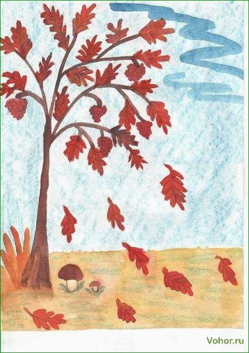 (детские, рисунки, поздней, осени, красота) Kinderzeichnungen vom Spätherbst — die Schönheit der Natur in leuchtenden Farben und fröhlichen Bildern