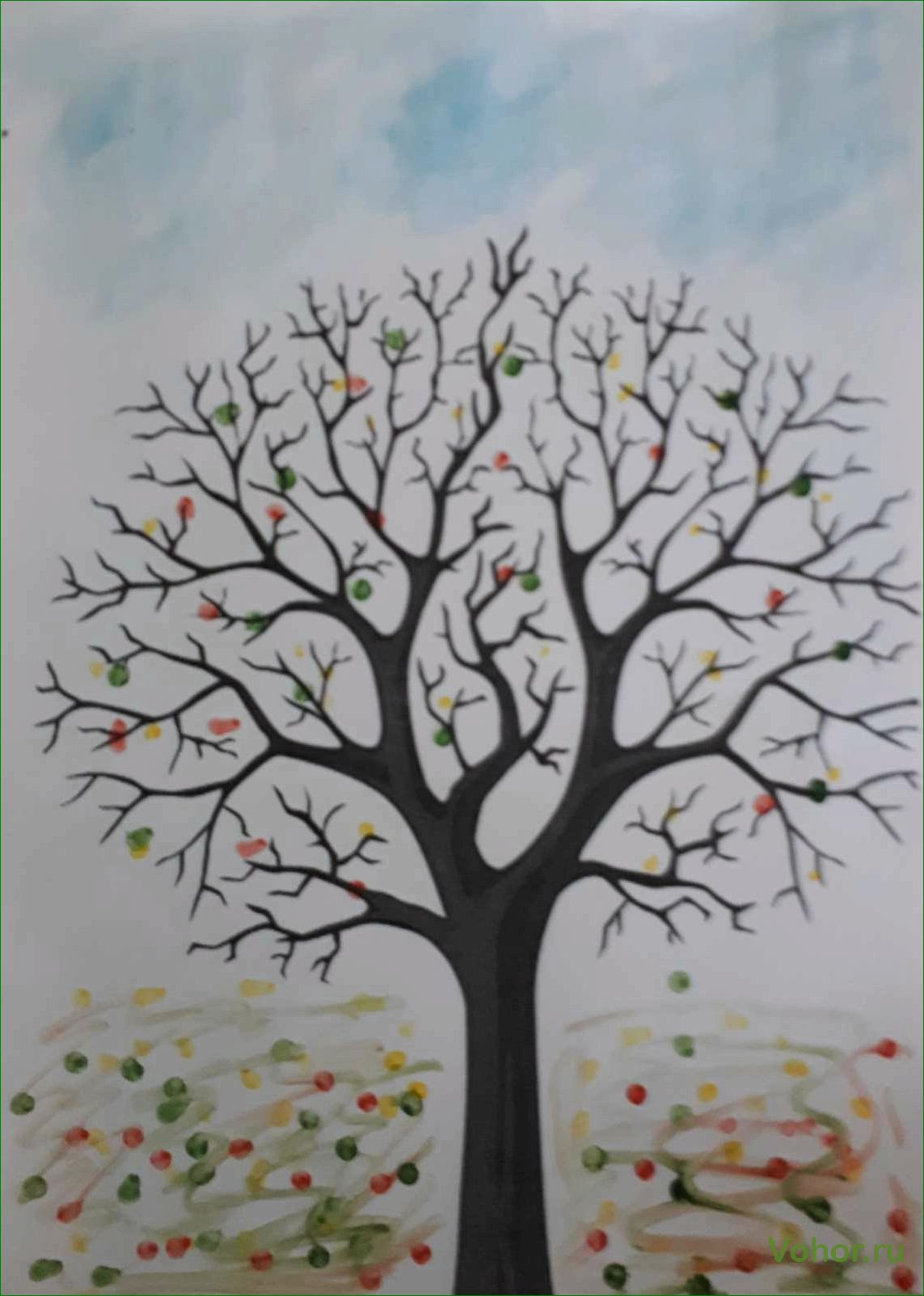 (детские, рисунки, поздней, осени, красота) Kinderzeichnungen vom Spätherbst — die Schönheit der Natur in leuchtenden Farben und fröhlichen Bildern